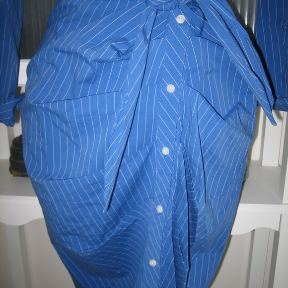1. State Button Down Shirt Dress Royal Blue Pinstripe Size 0 - Picture 2 of 5